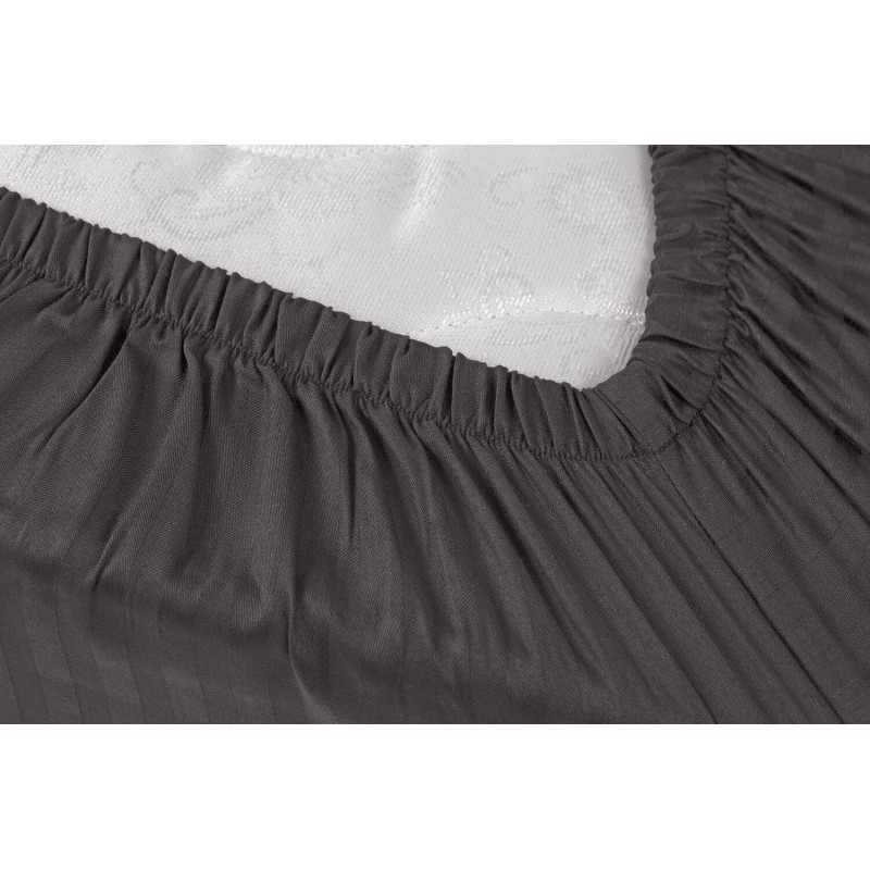 Простирадло Iris Home Готель - Сатин Страйп 1*1 чорний 160*200*25 на резинці