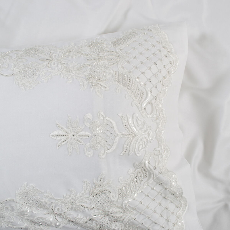 Набір постільної білизни з мереживом та покривалом піке Dantela Vita - Anna Carina євро