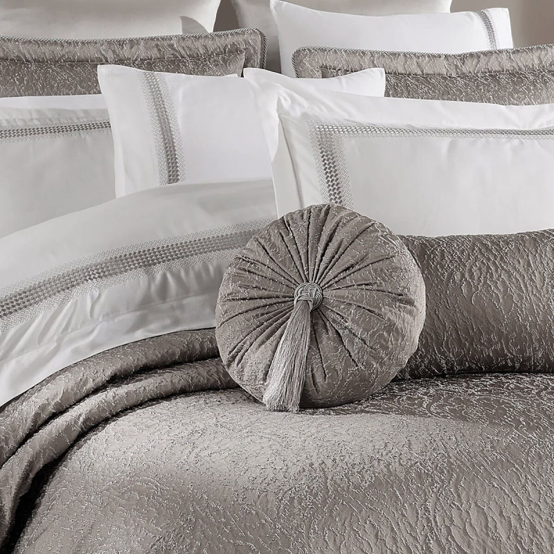 Набір постільної білизни з вишивкою та жакардовим покривалом Dantela Vita - Katrina gri сірий євро