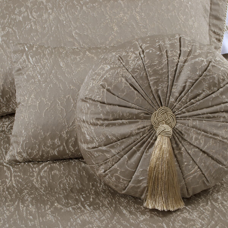 Набір постільної білизни з вишивкою та жакардовим покривалом Dantela Vita - Katrina bej бежевий євро