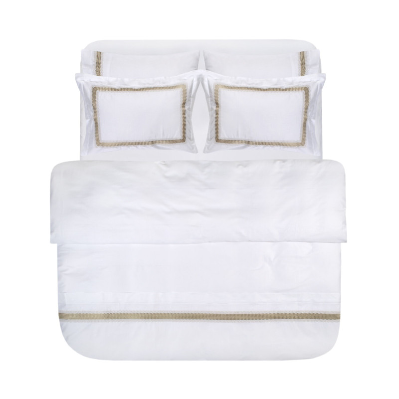 Набір постільної білизни з вишивкою та жакардовим покривалом Dantela Vita - Katrina bej бежевий євро