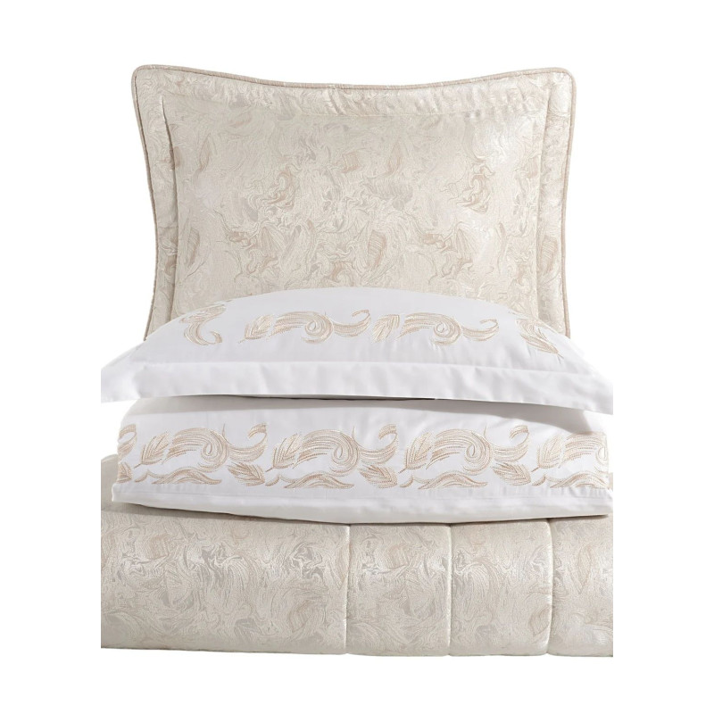 Набір постільної білизни з вишивкою та жакардовим покривалом Dantela Vita - Angelina bej бежевий євро