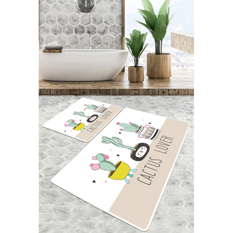 Набір килимків для ванної кімнати Chilai Home   Pink cactus  60*100+50*60