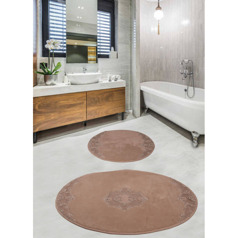 Набор ковриков для ванной комнаты с гипюром Diva  Nice Beige 60*100+50*60