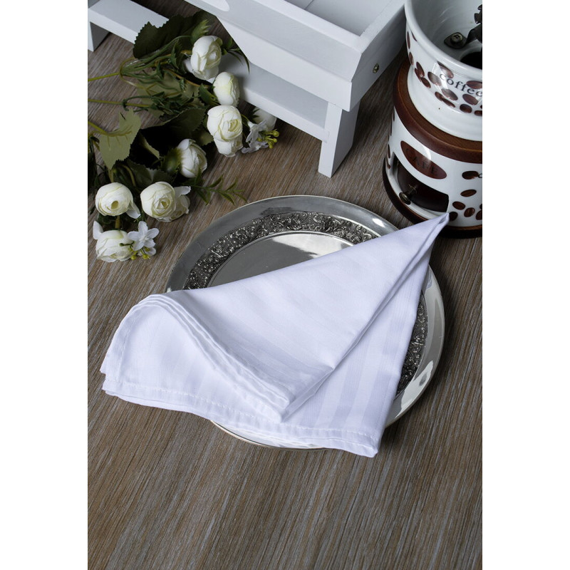 Набір столових серветок Iris Home - Білий сатин страйп 1*1 40*40 (6 од)