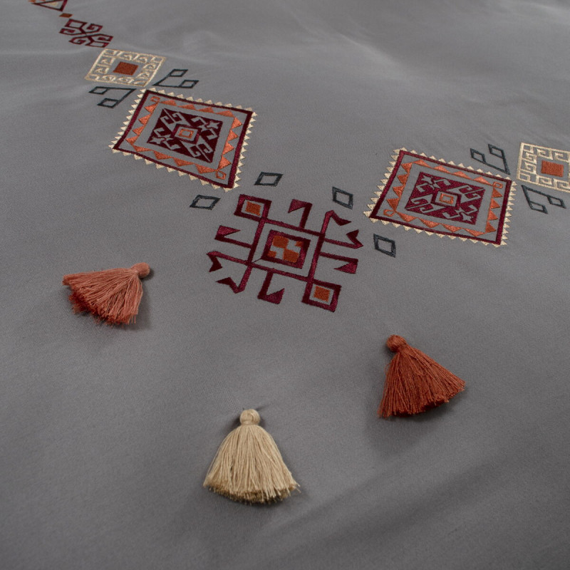 Постільна білизна Dantela Vita сатин з вишивкою - Tilbe antrasit антрацит євро