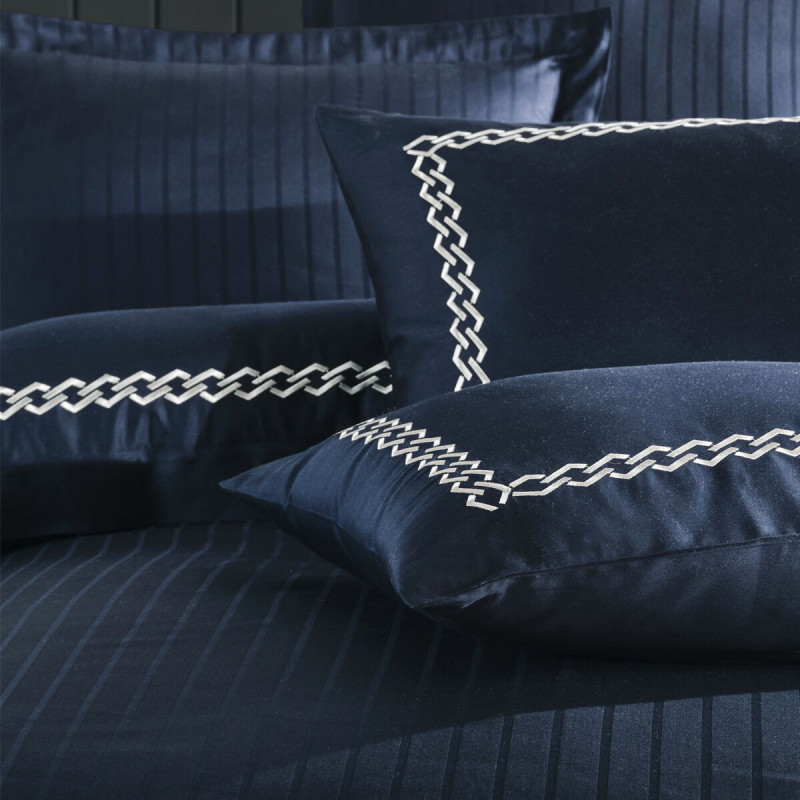 Постільна білизна Dantela Vita сатин з вишивкою - Nuans lacivert синій євро