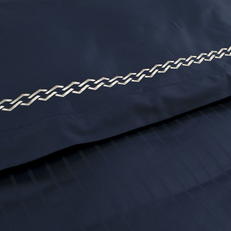 Постільна білизна Dantela Vita сатин з вишивкою - Nuans lacivert синій євро