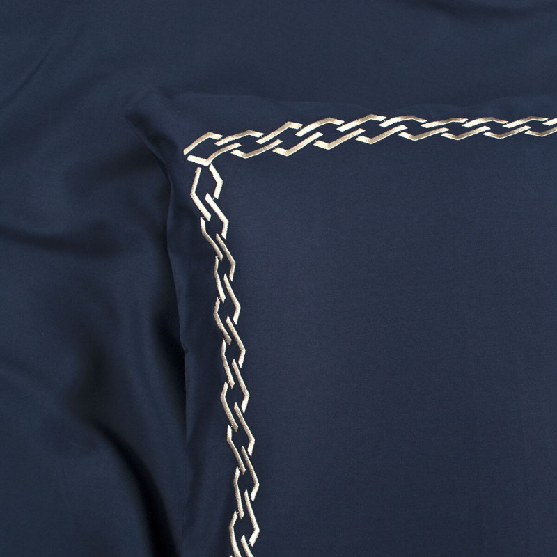 Постільна білизна Dantela Vita сатин з вишивкою - Nuans lacivert синій євро