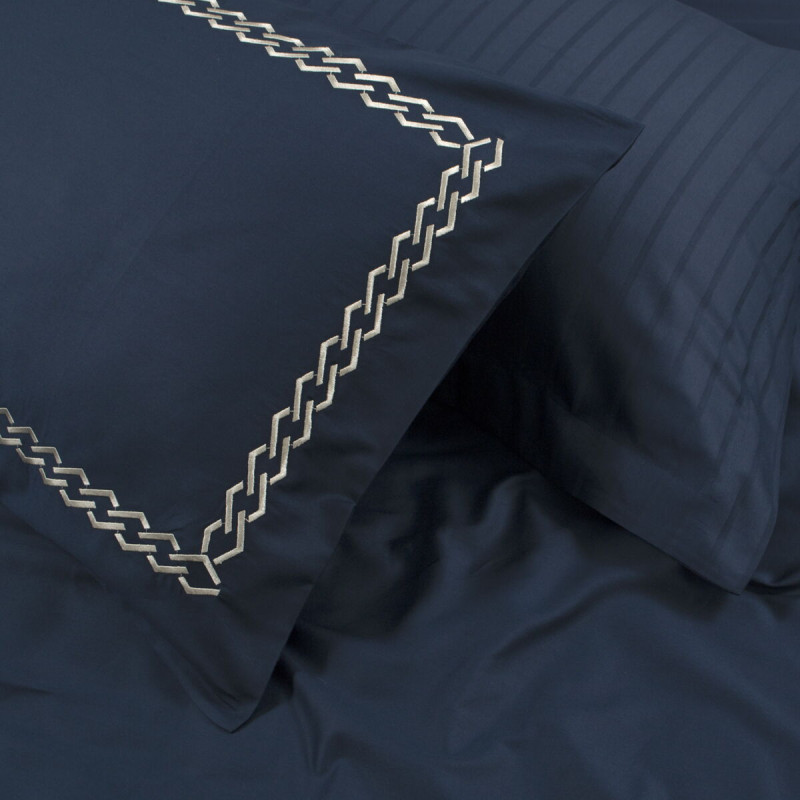 Постільна білизна Dantela Vita сатин з вишивкою - Nuans lacivert синій євро