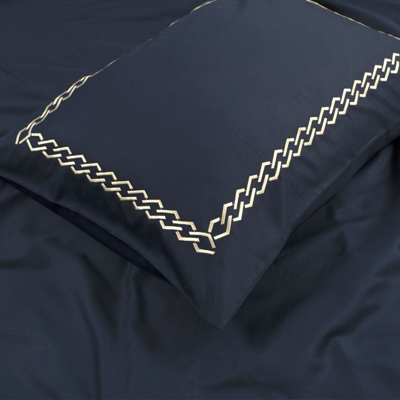 Постільна білизна Dantela Vita сатин з вишивкою - Nuans lacivert синій євро