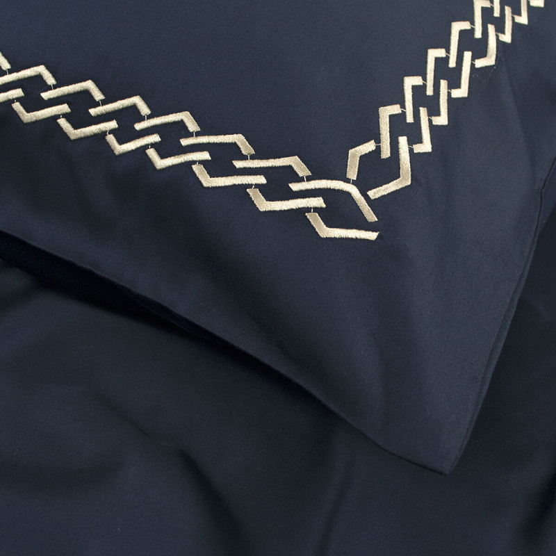 Постільна білизна Dantela Vita сатин з вишивкою - Nuans lacivert синій євро