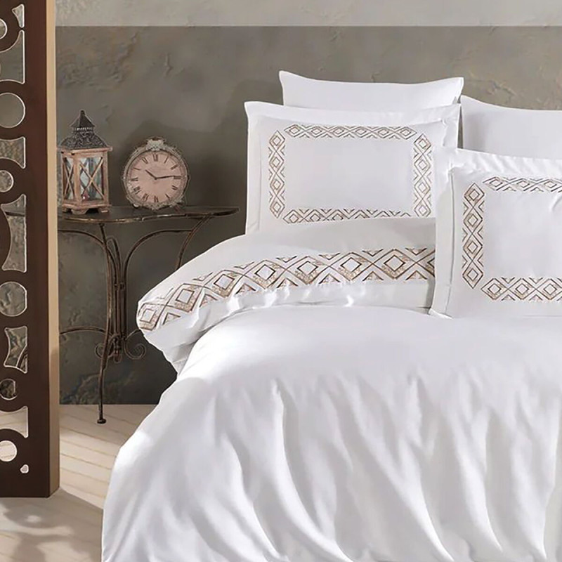 Постільна білизна Dantela Vita сатин з вишивкою - Valentina євро