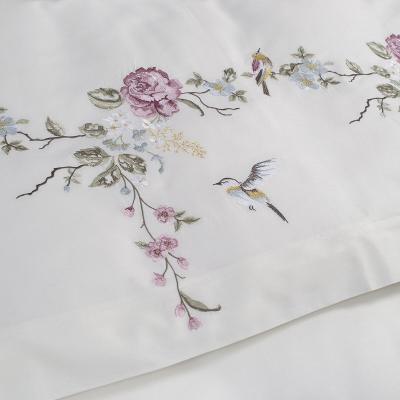 Постільна білизна Dantela Vita сатин з вишивкою - Ruya krem кремовий сімейний