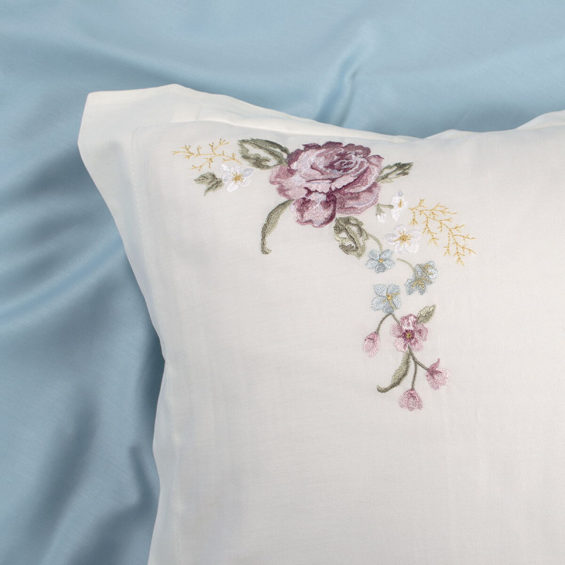 Постільна білизна Dantela Vita сатин з вишивкою - Ruya krem кремовий сімейний