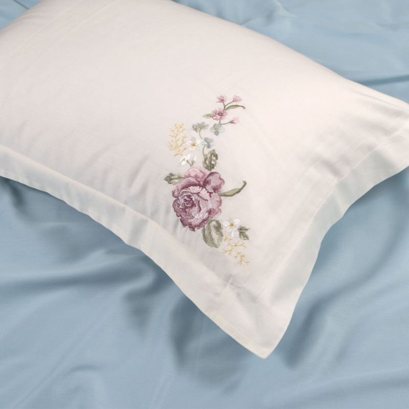 Постільна білизна Dantela Vita сатин з вишивкою - Ruya krem кремовий сімейний