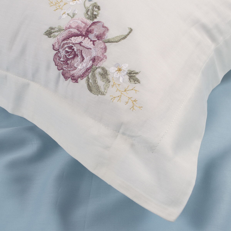 Постільна білизна Dantela Vita сатин з вишивкою - Ruya krem кремовий сімейний