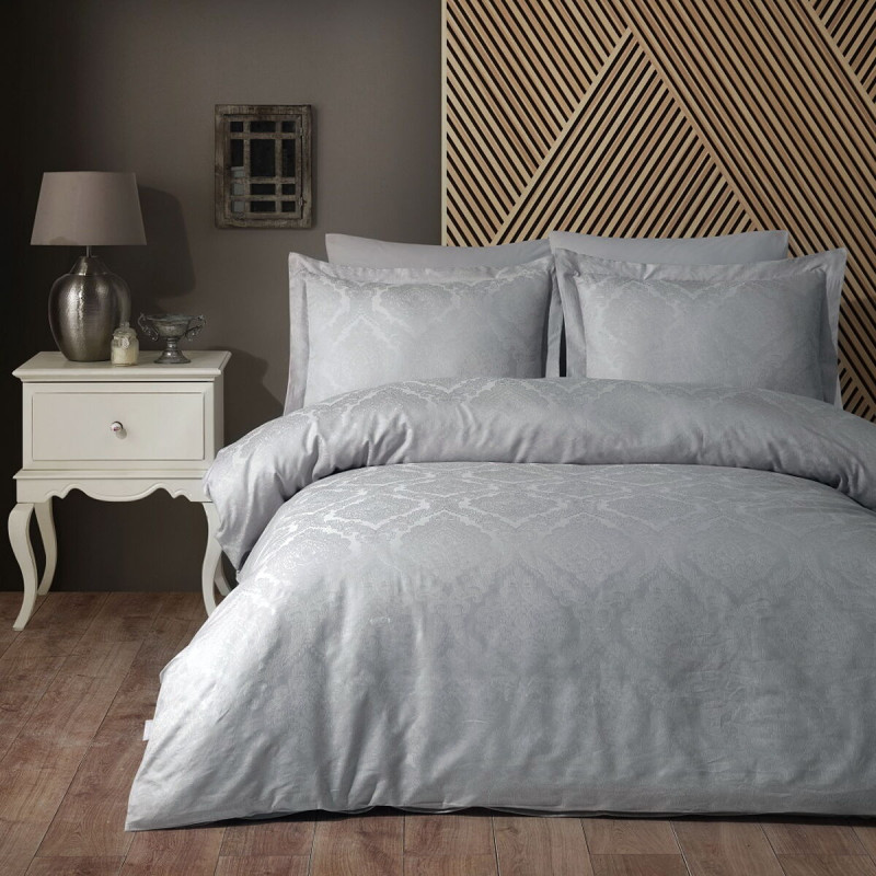 Постільна білизна Dantela Vita сатин жакард - Parashie a.gri светло-серый євро