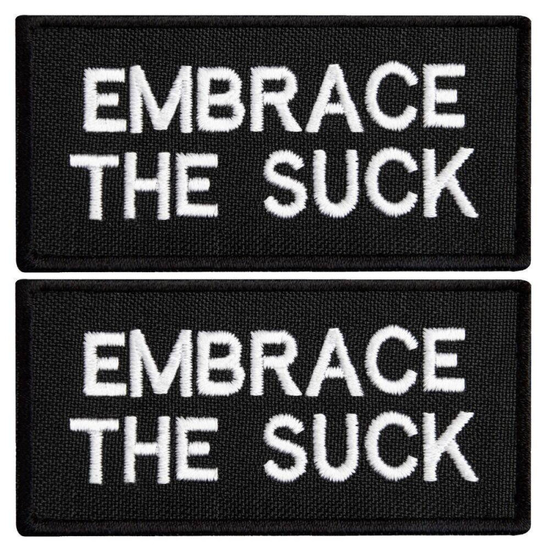 Набір шевронів 2 шт. з липучкою Embrace the suck 4х8 см вишитий патч шеврон нашивка