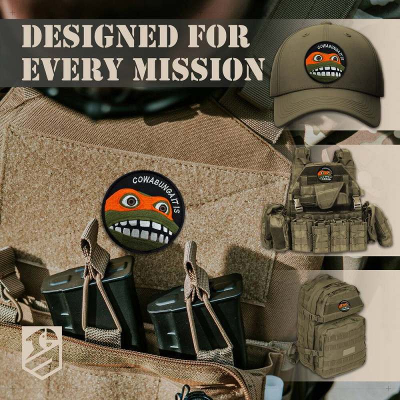 Шеврон нашивка "Cowabunga It Is" 8 см — вишитий патч на липучці, для тактичного рюкзака, жилета, шлейки,