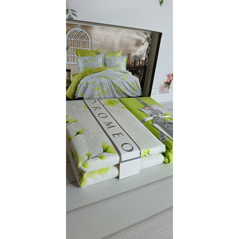 Poplin Sakura yesil постіль з поплин. Євро розмір. Romeo home Туреччина. (12190)