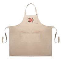 Фартух універсальний із етновишивкою й кишенею, водовідштовхувальний, бавовна, великий розмір, для жінок і чоловіків. беж