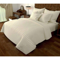 Постільна білизна Молочна Бязь страйп MERISET - Сімейний на резинці (550035)