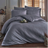 Постільна білизна ANTHRACITE DAMASK Жакард MERISET - Полуторний на резинці (550244)