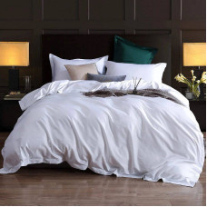 Постільна білизна WHITE Premium Сатин однотон MERISET - Полуторний на резинці (550384)