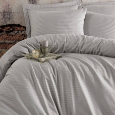 Постільна білизна SOFT GRAY Elite Сатин страйп MERISET - Двоспальний на резинці (550557)