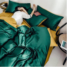 Постільна білизна ДУЕТ ROYAL GREEN/GOLDEN Premium Сатин однотон MERISET - Полуторний (550565)