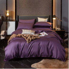 Постільна білизна VIOLET FLOWER Premium Сатин однотон MERISET - Євро на резинці (550661)