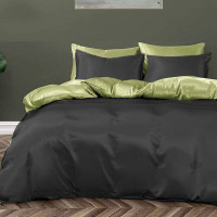 Постільна білизна ДУЕТ BLACK/PISTACHIO Premium Premium Сатин однотон MERISET - Двоспальний (550678)
