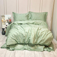 Постільна білизна GREEN FOG DAMASK Жакард MERISET - Євро на резинці (560376)