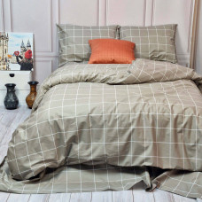 Постільна білизна Тартан бежевий ранфорс MERISET - Євро на резинці (560795)