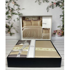 Gray сатинова постільна білизна. Євро розмір. Romeo home Туреччина. (27703)