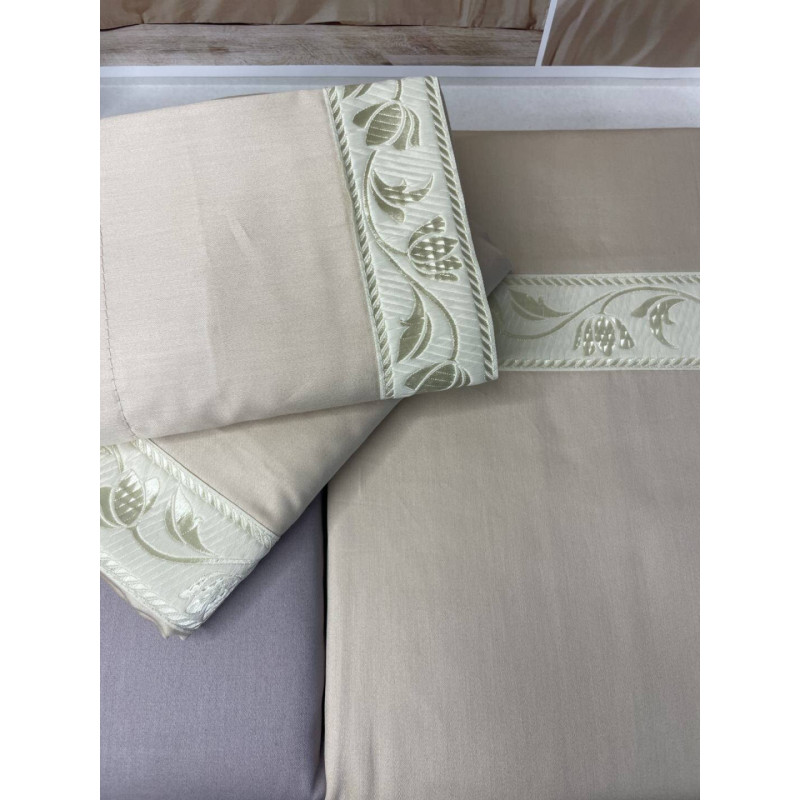 Gray сатинова постільна білизна. Євро розмір. Romeo home Туреччина. (27703)
