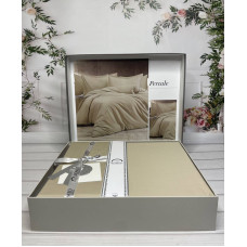 Tensel Percale bej сатинова постільна білизна. Євро розмір. Romeo home Туреччина. (70080)