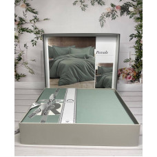 Tensel Percale yesil сатинова постільна білизна. Євро розмір. Romeo home Туреччина. (69993)