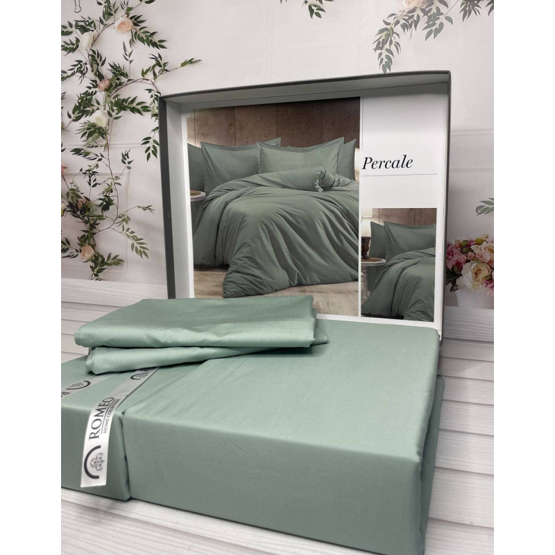 Tensel Percale yesil сатинова постільна білизна. Євро розмір. Romeo home Туреччина. (69993)