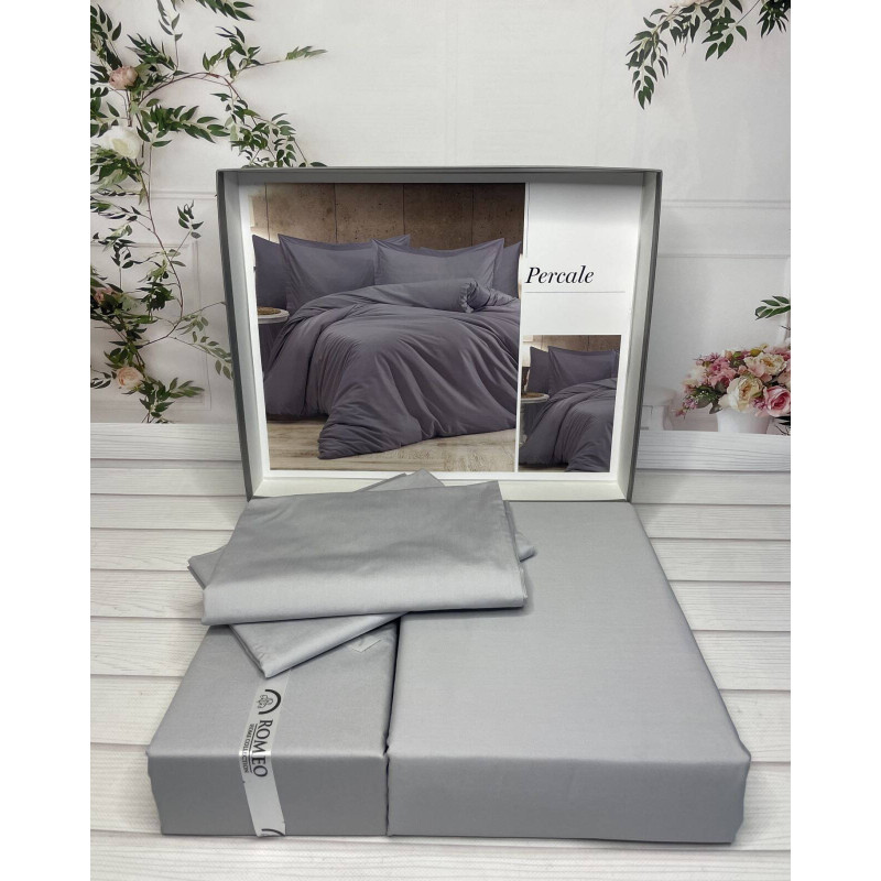Tensel Percale gri сатинова постільна білизна. Євро розмір. Romeo home Туреччина. (32183)