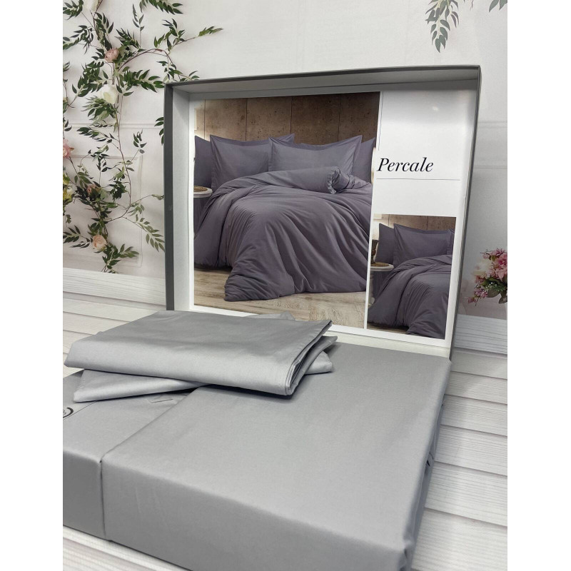 Tensel Percale gri сатинова постільна білизна. Євро розмір. Romeo home Туреччина. (32183)