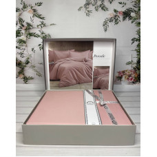 Tensel Percale koral сатинова постільна білизна. Євро розмір. Romeo home Туреччина. (12943)