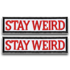 Набір із 2 нашивок "Stay Weird" (Зупиняйся дивним), вишиті, на липучці, кумеднівісні нашивки для тактичного жилета,
