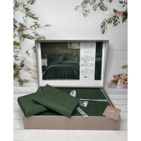 Square green жаккардова постіль, євро розмір. Belizza Туреччина. (63363)