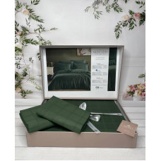 Square green жаккардова постіль, євро розмір. Belizza Туреччина. (63363)