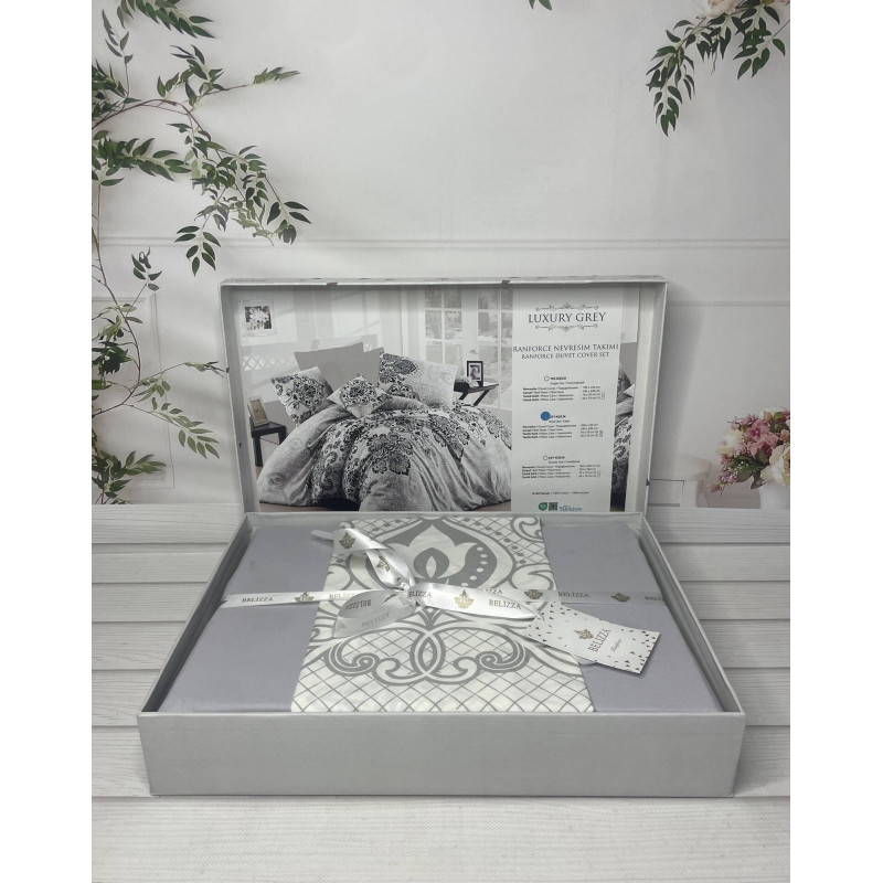 Luxury grey постільна білизна з натуральної бавовни. Євро розмір. Belizza Туреччина. (64355)