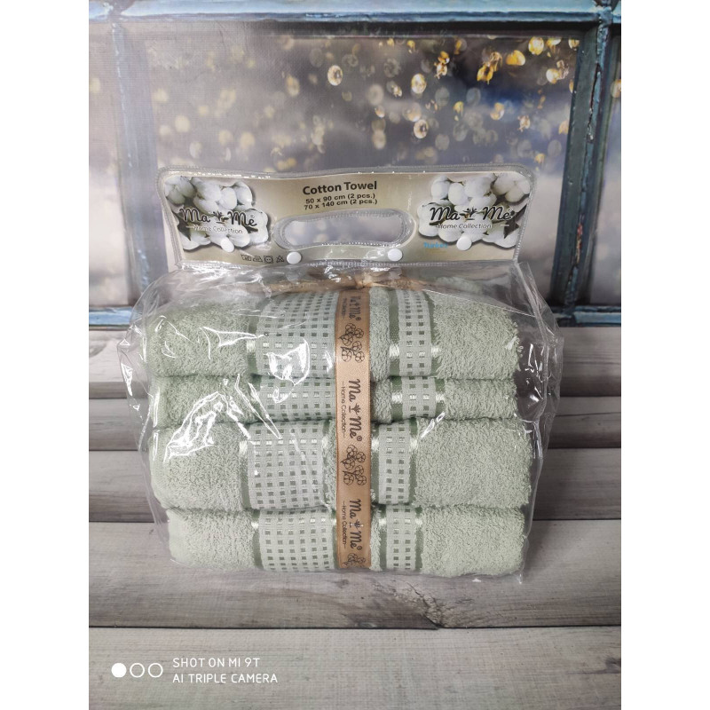 MaMe Mint 50x90 см.+70х140 см., 4 шт/уп. Рушники баня + обличчя. Бавовна. (27592)