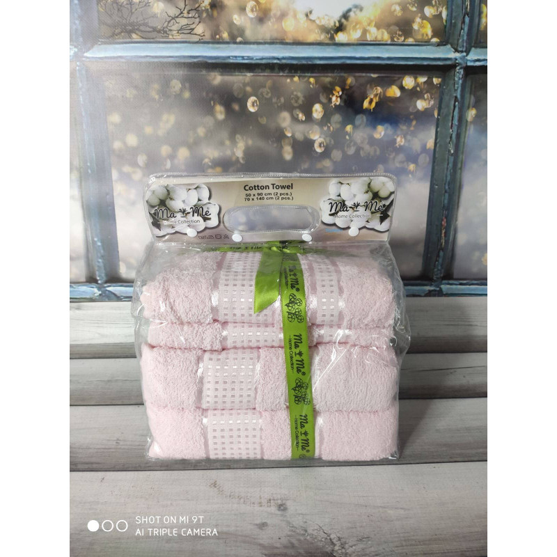 MaMe Pembe 50x90 см.+70х140 см., 4 шт/уп. Рушники баня + обличчя. Бавовна. (74703)