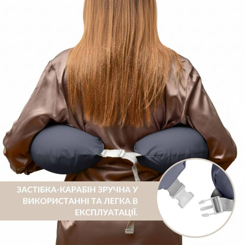 Подушка для годування диванчик 60х70х16 см бавовна антиалергенна, для зручності мами, з блискавкою т/сіра